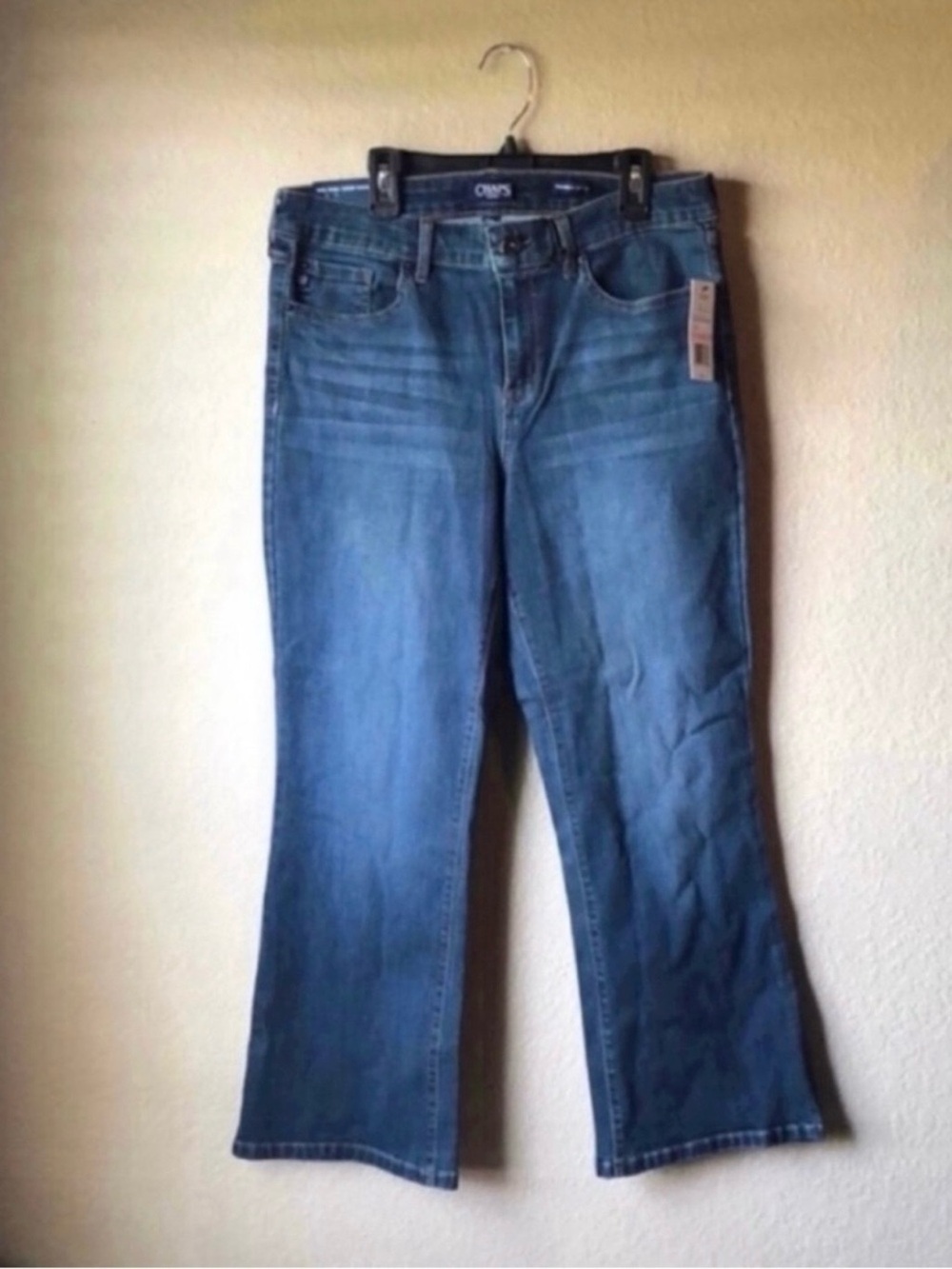 New Chaps Jeans Women’s Mid Rise Crop Kick Denim Flare Blue Jeans Women’s 10/30